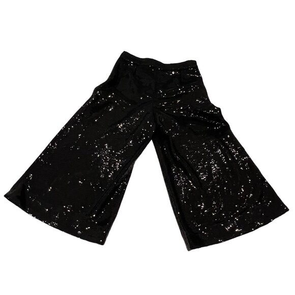 Maje Women's Black Mini Sequin Wide Leg Cropped Pant, 6 - Picture 8 of 9